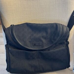 Gucci Black Monogram Messenger Bag